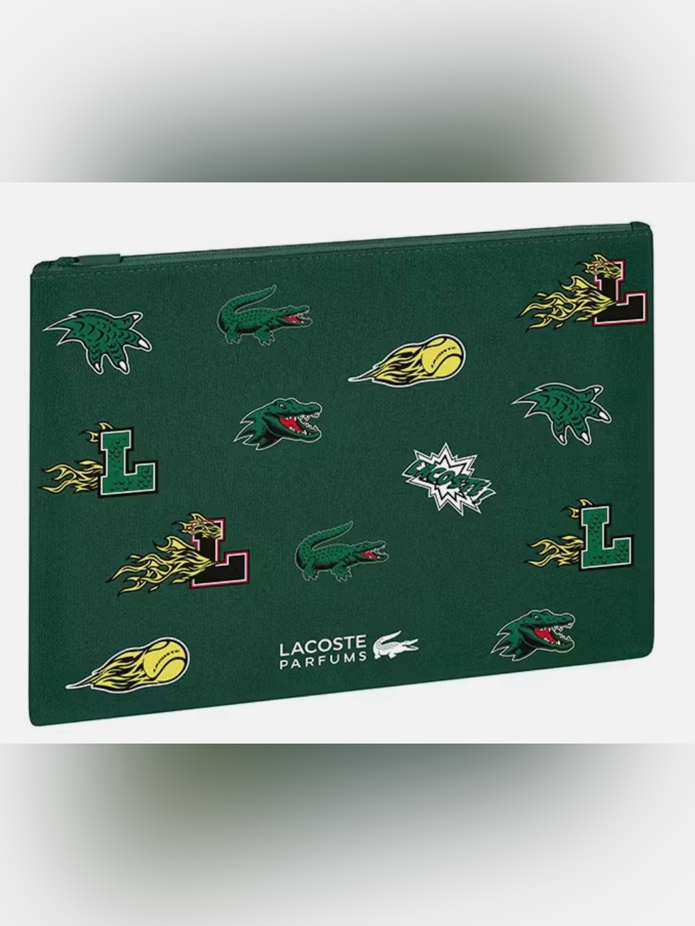 Lacoste Parfums Green Croc Logo Laptop bag.